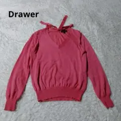 ドゥロワー　ニット　Vネック　長袖　バックリボン　カシミヤ　シルク