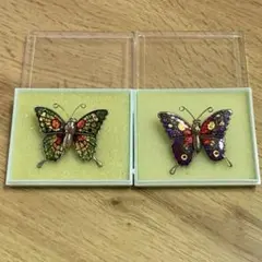 ヴィンテージ 蝶のブローチ 2個セット