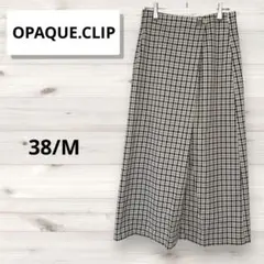 ❣️オペークドットクリップ❣️フレアスカート ロング チェック柄 M 38 ベージュ