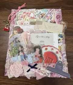 マチなしペーパーバック　おすそ分け　コラージュ　ギフト　素材　チャームつき