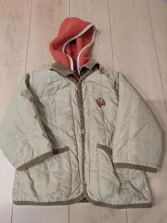 ベージュ 中綿コート フリース内側 クマ刺繍　サイズ95