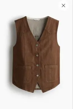 [新品未使用]2025秋冬H&M デニムベストブラウンデニム風ベスト
