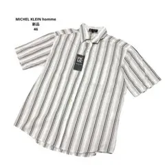 【新品】ミッシェルクランオム　半袖シャツ　ストライプ　コットン100% メンズのサムネイル
