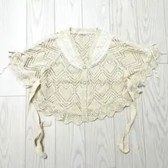 axes femmeアイボリー レース付きカーディガン　ポンチョ