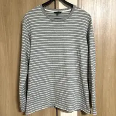 ユニクロ XL ボーダー ロンT グレー 長袖 Tシャツ カットソー 美品