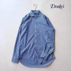 【ドレイクス/ Drake's】ギンガムチェック柄 長袖ドレスシャツ Lのサムネイル