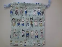 猫イラストの巾着袋