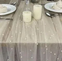 チュールテーブルクロス160x100ホワイト
