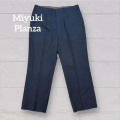 御幸毛織Miyuki Planzaストライプ スラックス ウール100% B7
