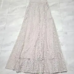 COMME CA ISM レース ロングスカート フレアスカート ベージュ Mのサムネイル