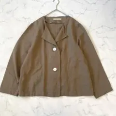 Rai-Atelier リネン混 ノーカラージャケット 日本製 麻55% 岡山 Rai-Atelier リネン混 ノーカラージャケット 日本製 麻55% 岡山 - メルカリ