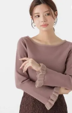 プロポーションボディドレッシング ミニフェザー部分スリーブニット25AW モカ