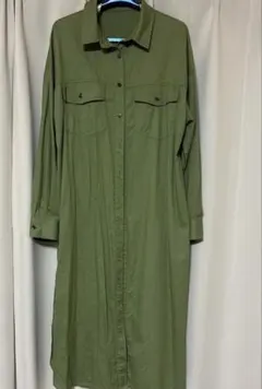 PAGEBOYカーキ ロングシャツワンピース