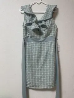 ミントグリーン フリル タイトドレス L