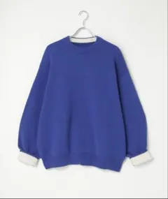 青色 クルーネック セーター 長袖