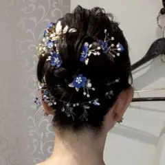 ヘッドアクセ（青）　結婚式、成人式、発表会等