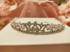【ラブティアラ】シルバー クリスタル パールティアラ