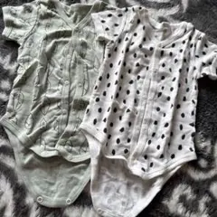 ベビー肌着 2枚セット 水玉・葉っぱ