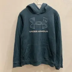 アンダーアーマー パーカー フード 長袖 迷彩 YLG （S〜M相当）青緑 綿