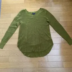 American Eagle リブ編みセーター オリーブグリーン