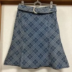 【希少】BURBERRY BLUE LABEL　チェック柄デニムフレアスカート