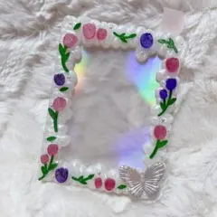 即購入OK❤︎硬質ケースデコ ホイップデコ チューリップ 蝶々 ピンク No.76