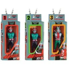 【仮面ライダー 1号 2号 V3】ソフビパッケージチャーム＆チョコスナック　3種