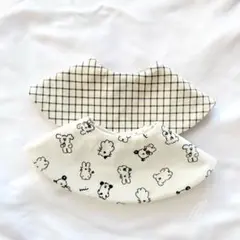 まんまるスタイ　チェック　犬　ブラウン　ベージュ　スタイ