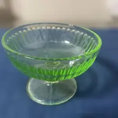 希少】ウランガラス 古ガラス デザートカップ プレスガラス 時代ガラス