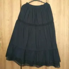 SM2ブラック ティアードスカート レース付き