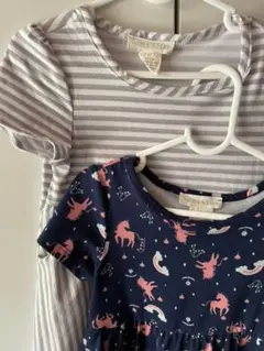 ワンピース 4T 2枚セット ボーダー ストライプ ユニコーン