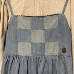 シュシュドママン　パッチワークデニムキャミワンピース　ライトブルー