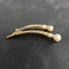 【15】パールブローチ　ゴールドカラー　レトロ　ヴィンテージ