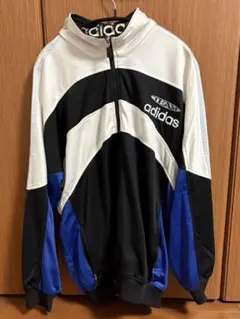adidas ジャージ ホワイト ブラック ブルー　古着　ヴィンテージ