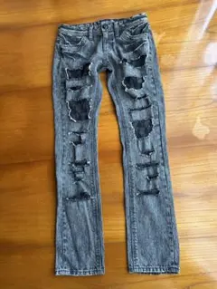 ダメージ加工 スリムフィット デニムパンツ