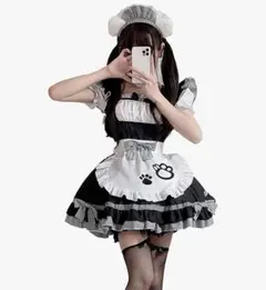【最初値下げ】猫足跡モチーフ 猫耳メイド服