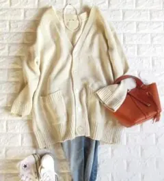 トゥモローランド ギャルリーヴィー 定価3.5万ファインウールロングニットカーデ