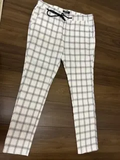 adamsJUGGLER RTEG ホワイトチェック柄パンツ スリムフィット