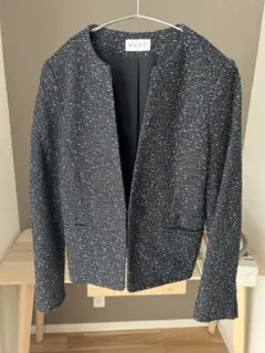 プラステ PLST ツイードノーカラージャケット　Mサイズ ネイビー