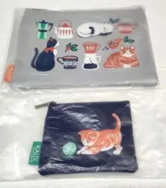 KALDI 猫 フラットポーチ 2種セット