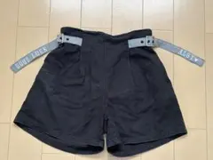 ALGY ショートパンツ ブラック チェックベルト付き