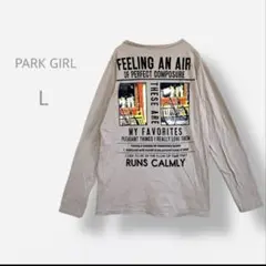 【PARK GIRL】コットン長袖Tシャツ　バックプリント　ロンT メンズライク