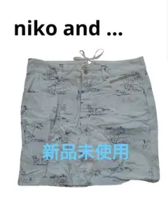 niko and 新品未使用 麻素材 夏 スカートヤシの木 ビーチ 柄のサムネイル