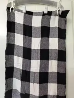 チェック柄 授乳ケープ 大判 フリンジ付き