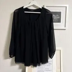 INED イネド 長袖 ブラウス ブラック✨シフォン　黒のサムネイル