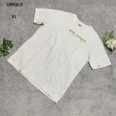 ユニクロ　Tシャツ 半袖　カットソー　プリント綿100% 大きいサイズ　XL 白