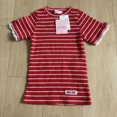 【新品】mezzo piano赤白ストライプ Tシャツ 110