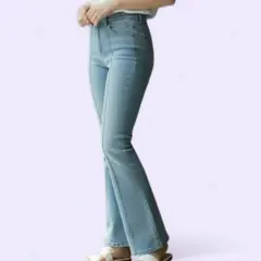 【新品タグ付】GRL ピンタックフレアデニムパンツ Sサイズ 美脚