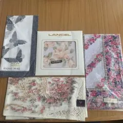 ハンカチ4枚セット　花柄　蝶