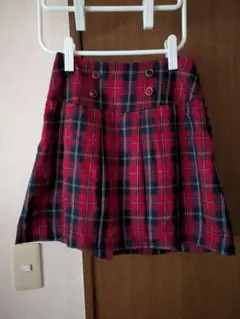 ハニーズ×Popteenコラボ 赤黒チェック柄ボタンプリーツスカート 平成